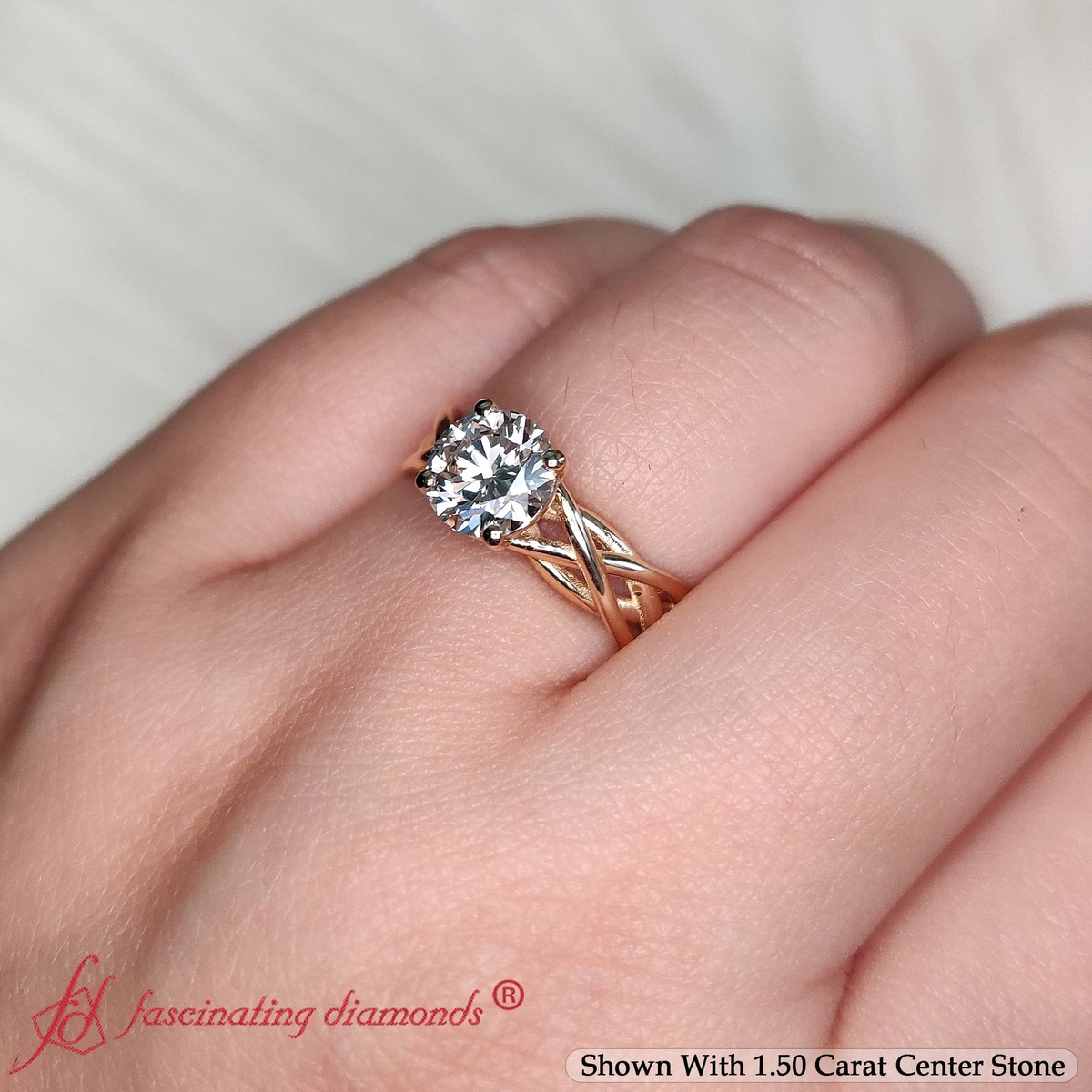 1.50 Ct. Round Cut Lab Diamond Solitaire Engagement Ring with 14K Yellow Gold White Diamond