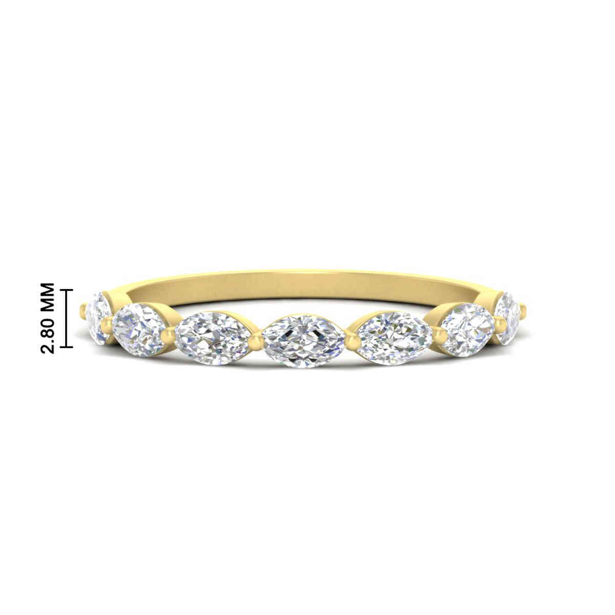 7 Stone Marquise East West 1 Carat Band with 18K Yellow Gold White Diamond
