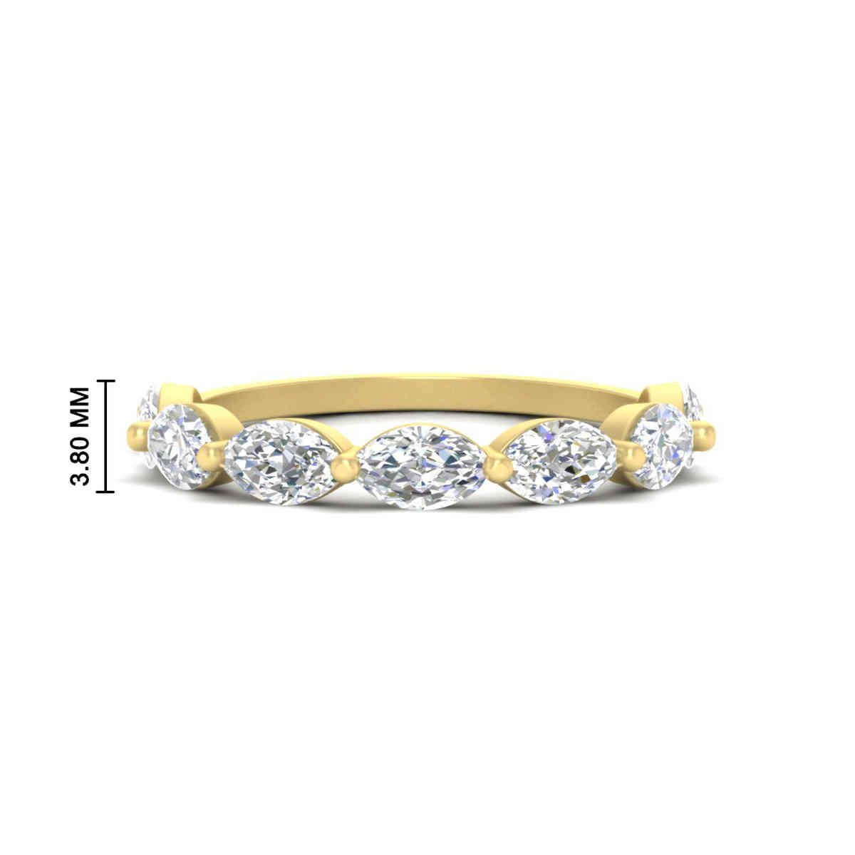 East West 2 Carat Marquise Wedding Ring with 14K Yellow Gold White Diamond