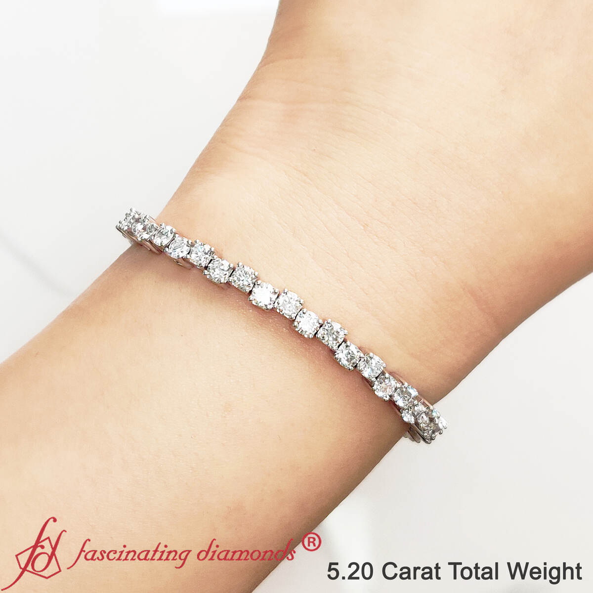 Zig Zag Tennis Bracelet with 14K White Gold White Diamond