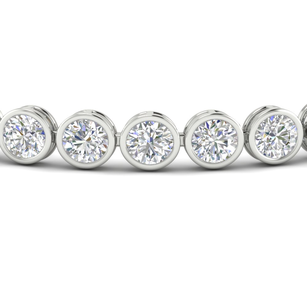 10 Carat Diamond Bezel Set Tennis Bracelet with 14K White Gold White Diamond