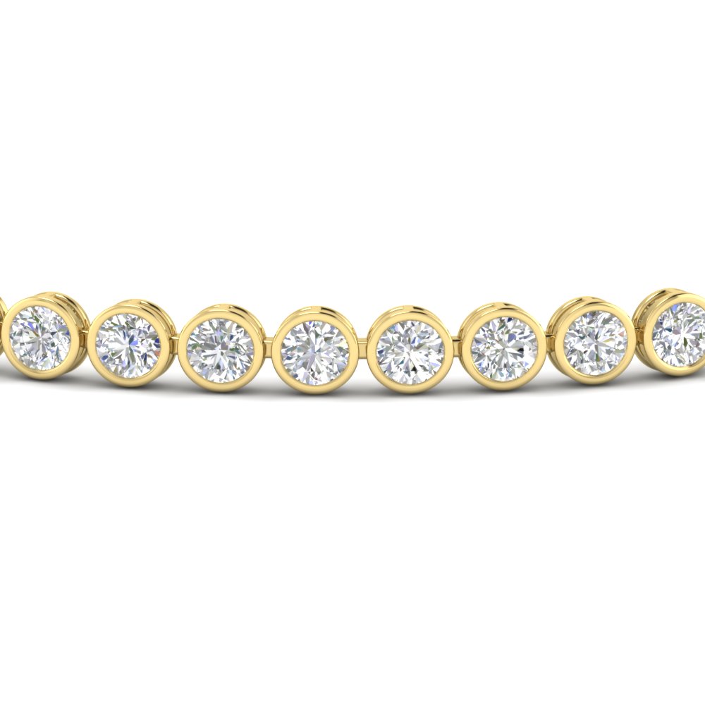 5.50 Carat Diamond Bezel Set Tennis Bracelet with 14K Yellow Gold White Diamond