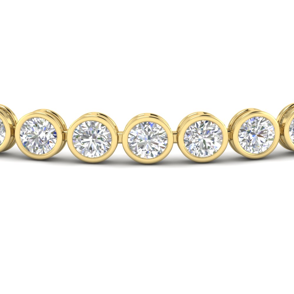 8.70 Carat Diamond Bezel Set Tennis Bracelet with 14K Yellow Gold White Diamond