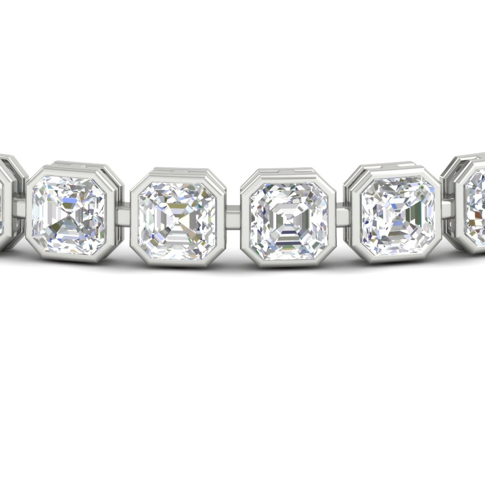 Bezel Tennis Bracelet Asscher Diamond 12 Carat with 14K White Gold White Diamond