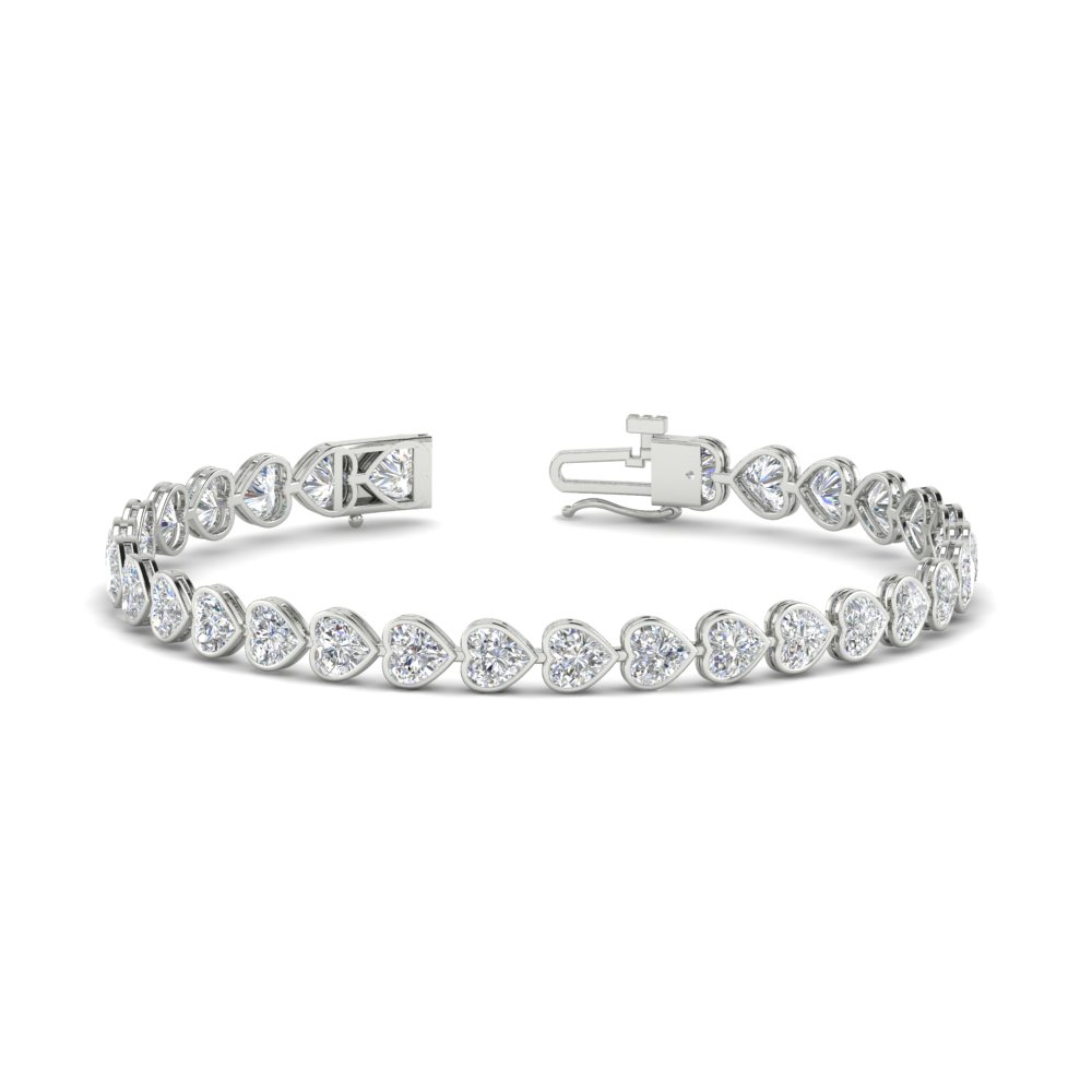 9 Ct. Bezel Tennis Bracelet Heart Shaped Diamond with 14K White Gold White Diamond