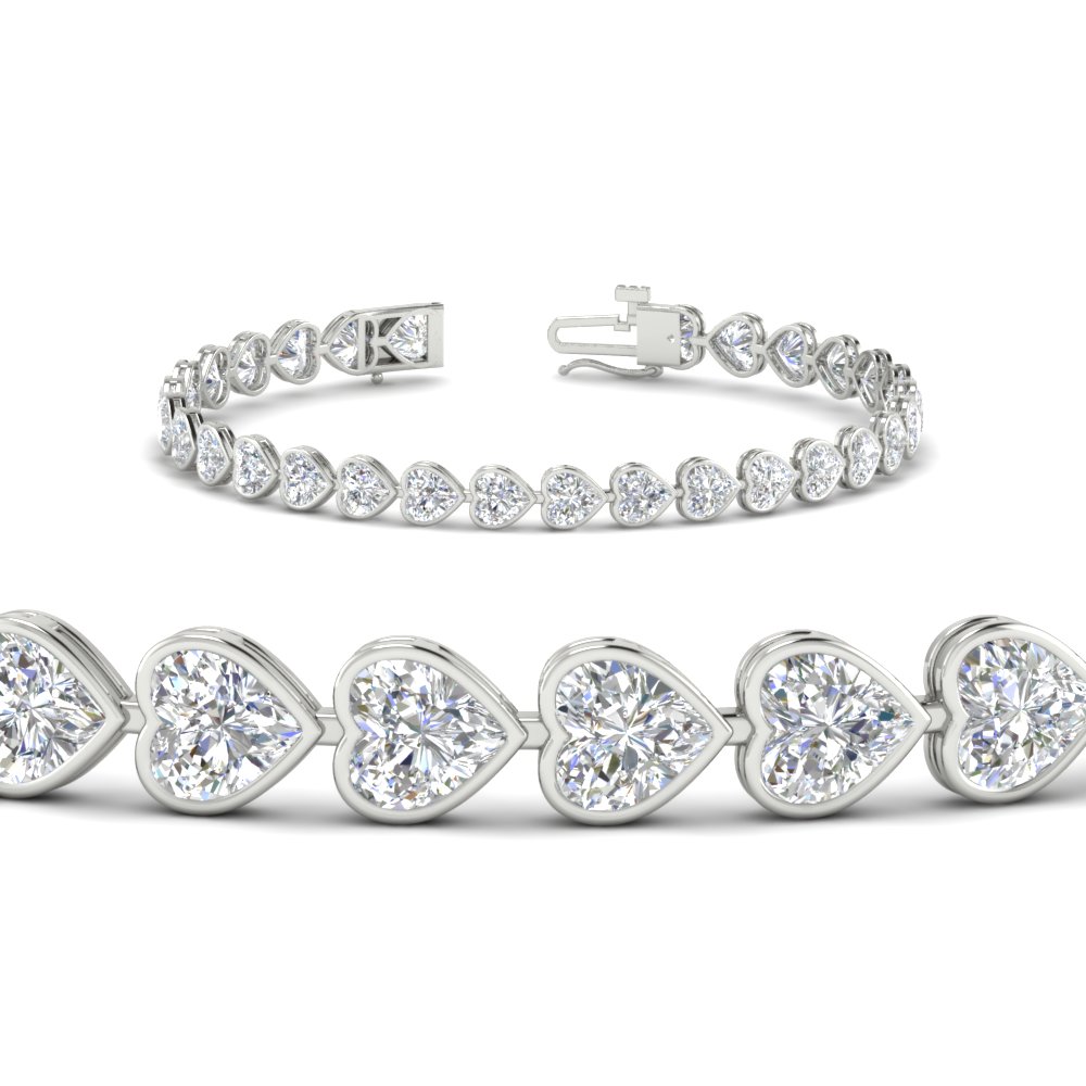 9 Ct. Bezel Tennis Bracelet Heart Shaped Diamond with 14K White Gold White Diamond