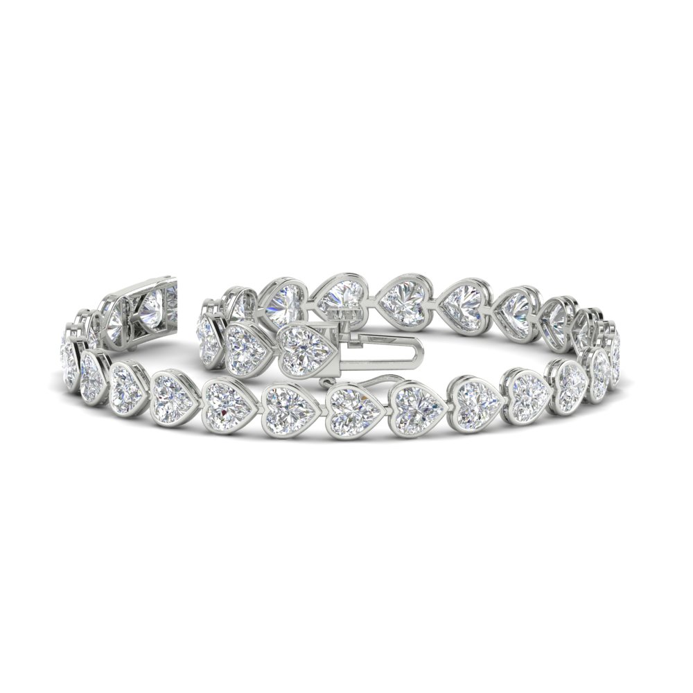 9 Ct. Bezel Tennis Bracelet Heart Shaped Diamond with 14K White Gold White Diamond