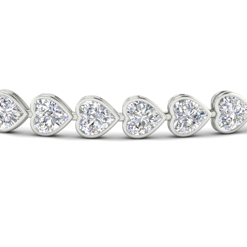 9 Ct. Bezel Tennis Bracelet Heart Shaped Diamond with 14K White Gold White Diamond