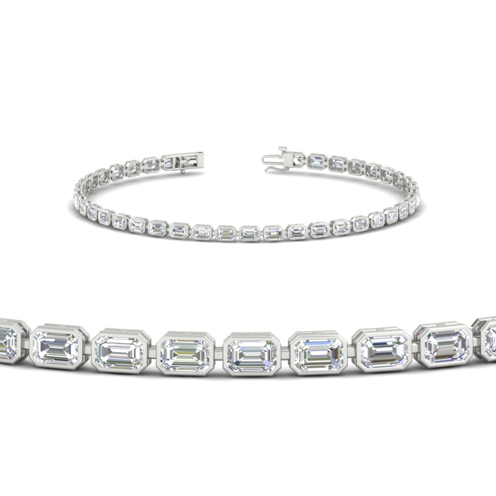 4 ct. emerald cut bezel tennis diamond bracelet in white gold FDBRC105830.10CTANGLE2 NL WG