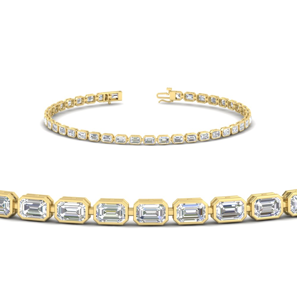 4 ct. emerald cut bezel tennis diamond bracelet in yellow gold FDBRC105830.10CTANGLE2 NL YG