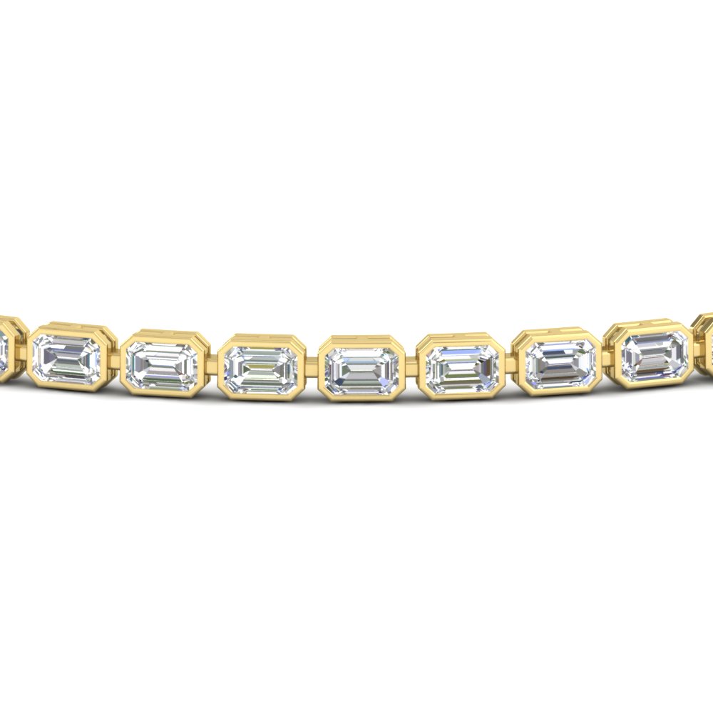 4 Ct. Emerald Cut Bezel Tennis Diamond Bracelet with 14K Yellow Gold White Diamond