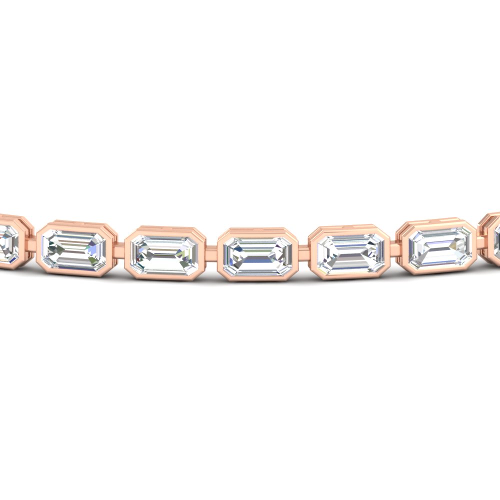 Emerald Cut Bezel Tennis Diamond Bracelet 4.65 Carat with 14K Rose Gold White Diamond