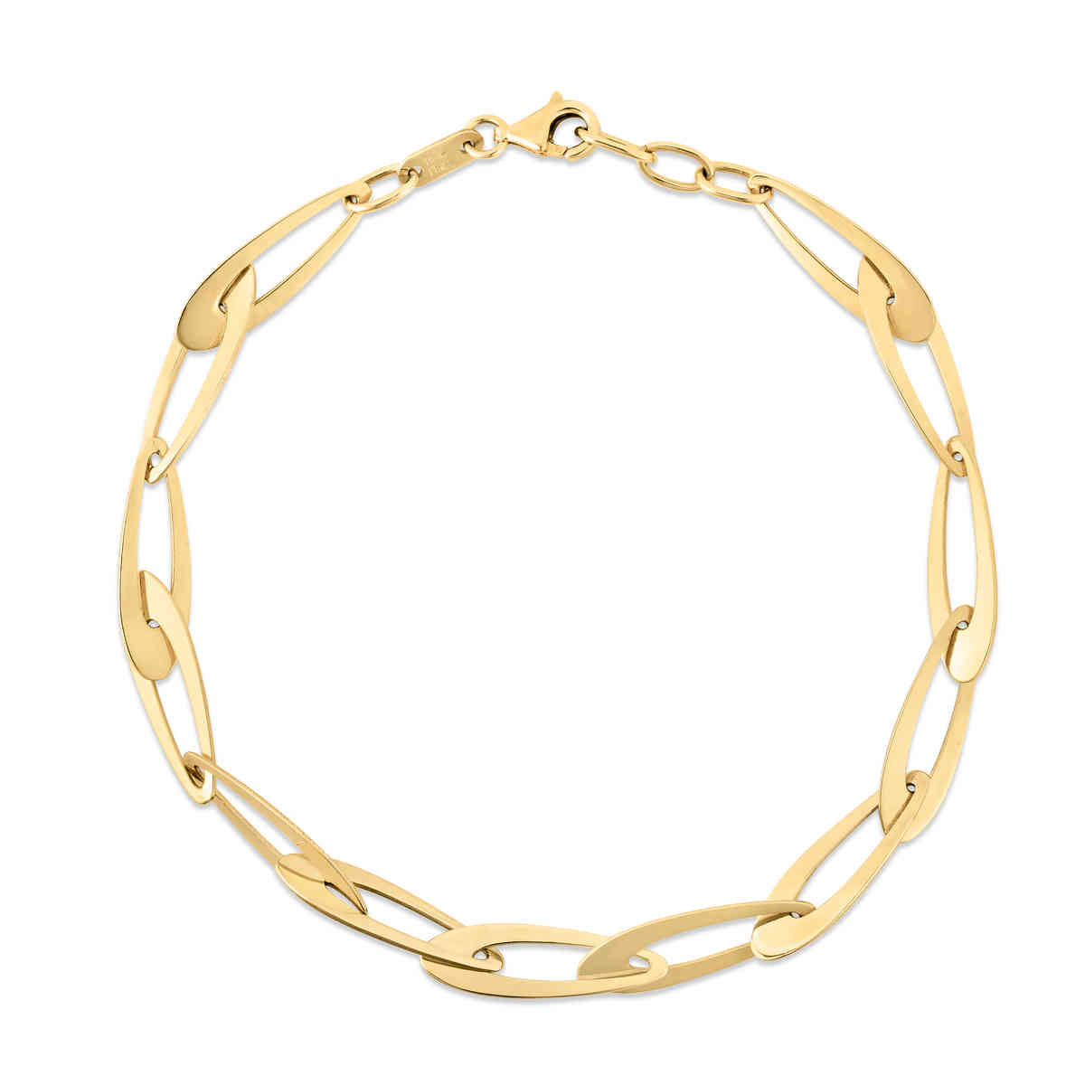 7.5 Inch Italian Oval Links Chain Bracelet with 14K Yellow Gold undefined