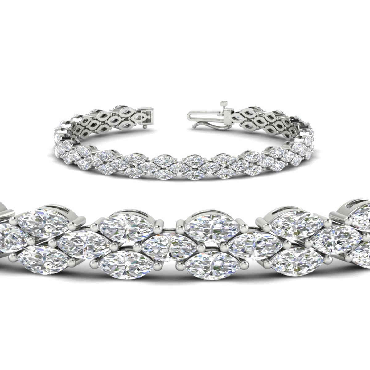 Beautiful Marquise Tennis Bracelet with 14K White Gold White Diamond
