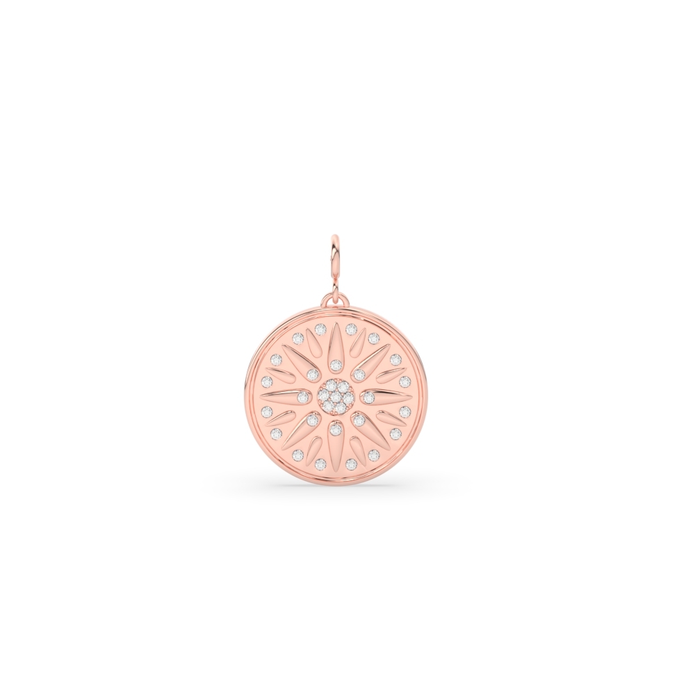 Talisman Disc Diamond Charm with 14K Rose Gold White Diamond