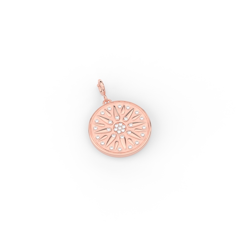 Talisman Disc Diamond Charm with 14K Rose Gold White Diamond