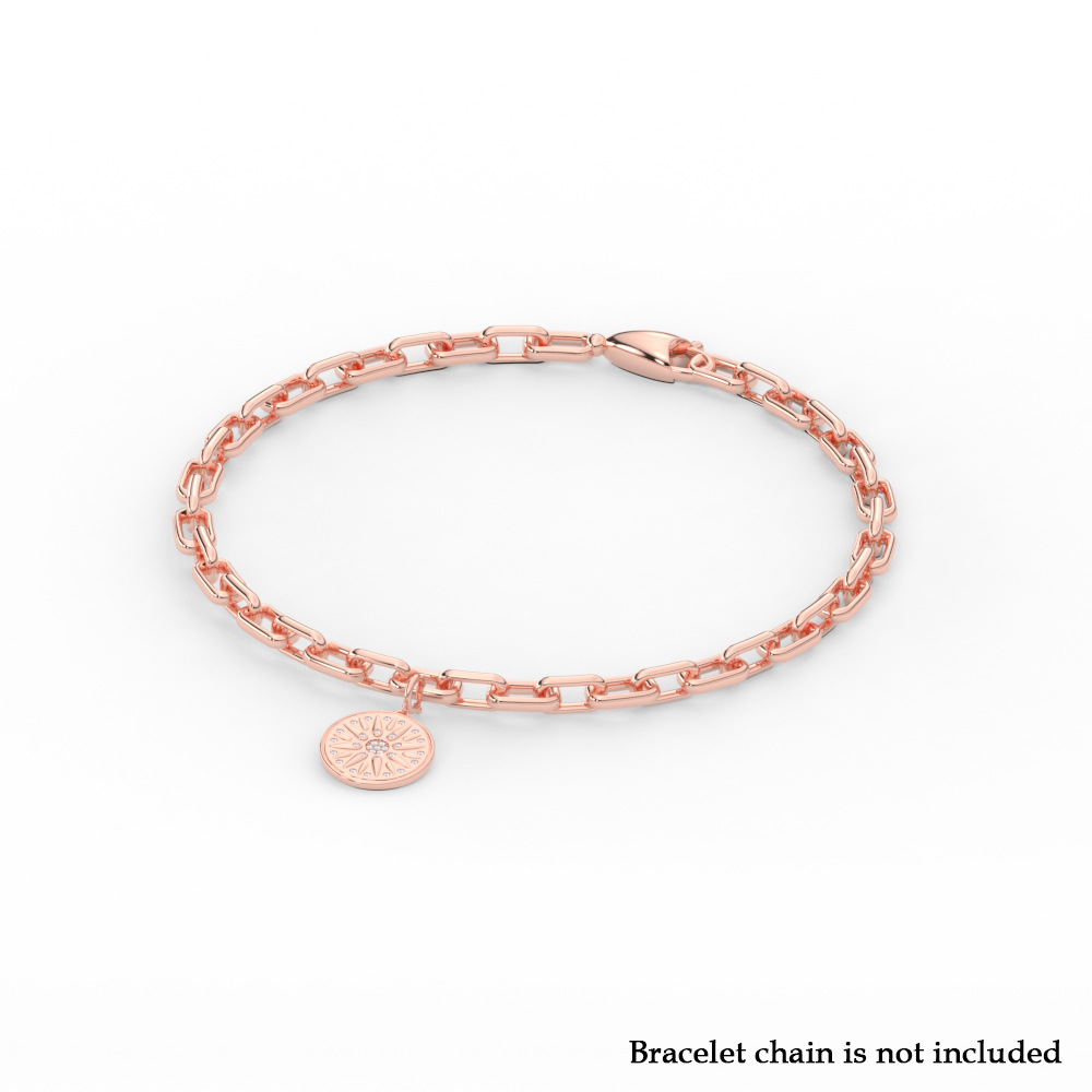 Talisman Disc Diamond Charm with 14K Rose Gold White Diamond