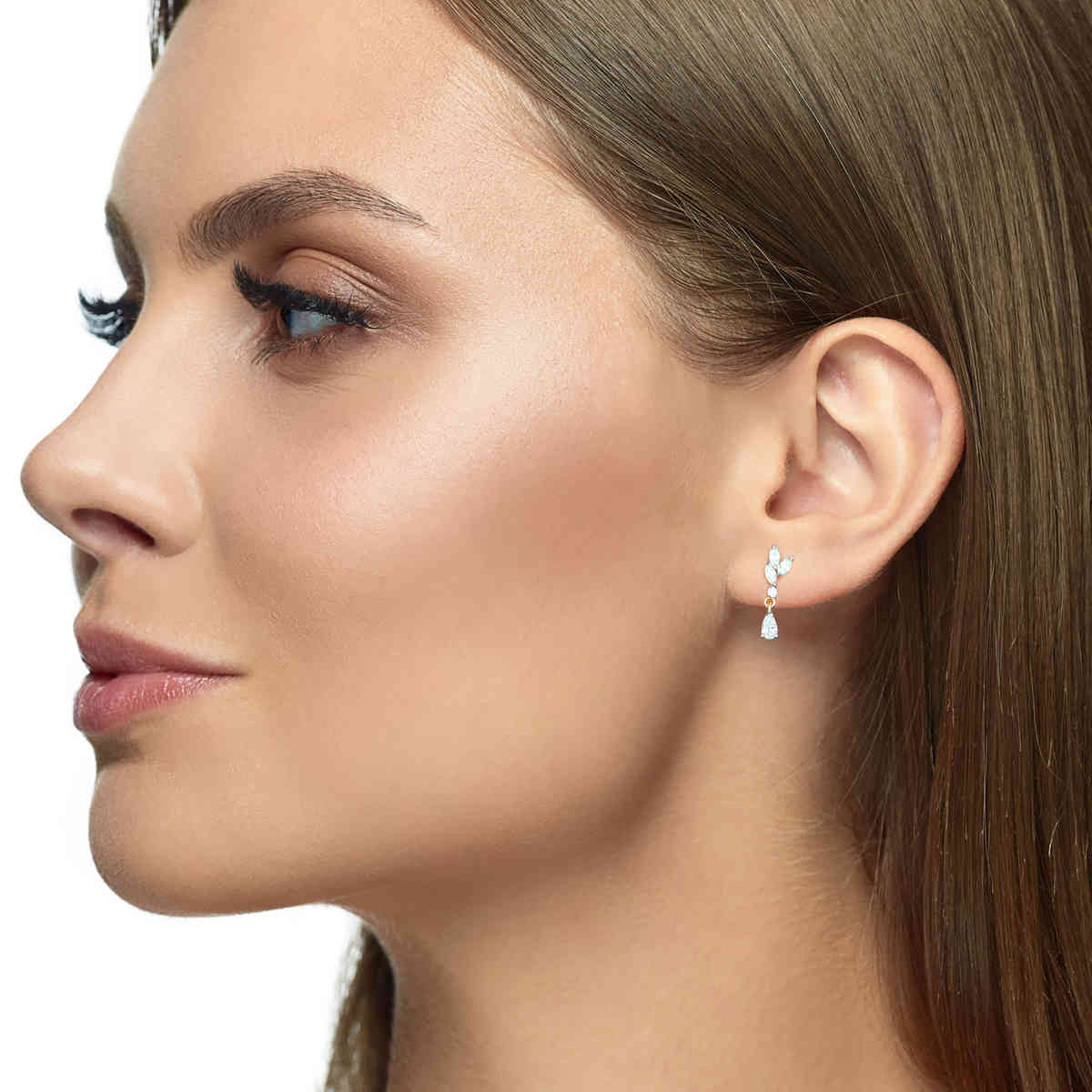 Marquise With Pear Drop Earring with 14K Yellow Gold White Diamond