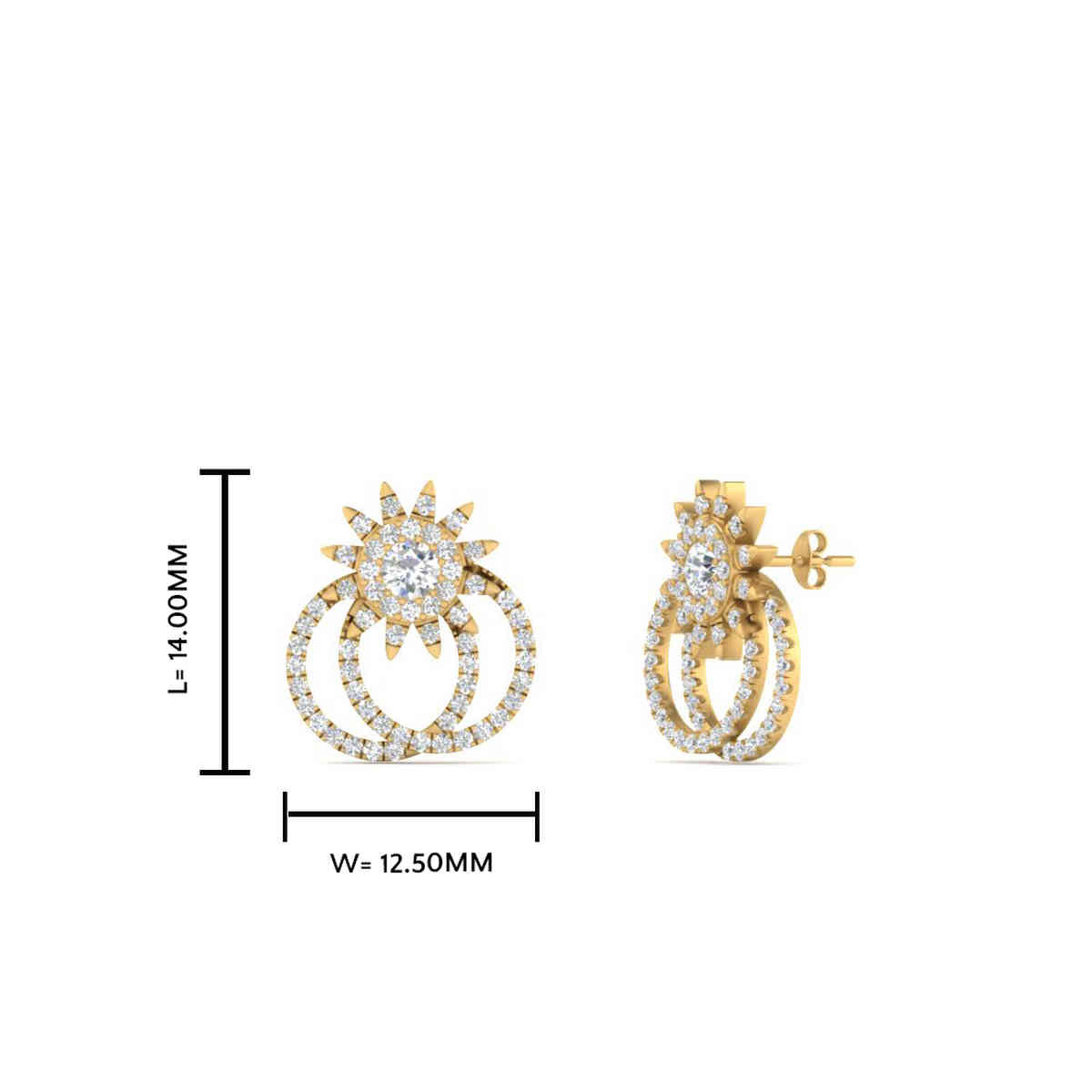Antique Design Women Earring with 14K Yellow Gold White Diamond