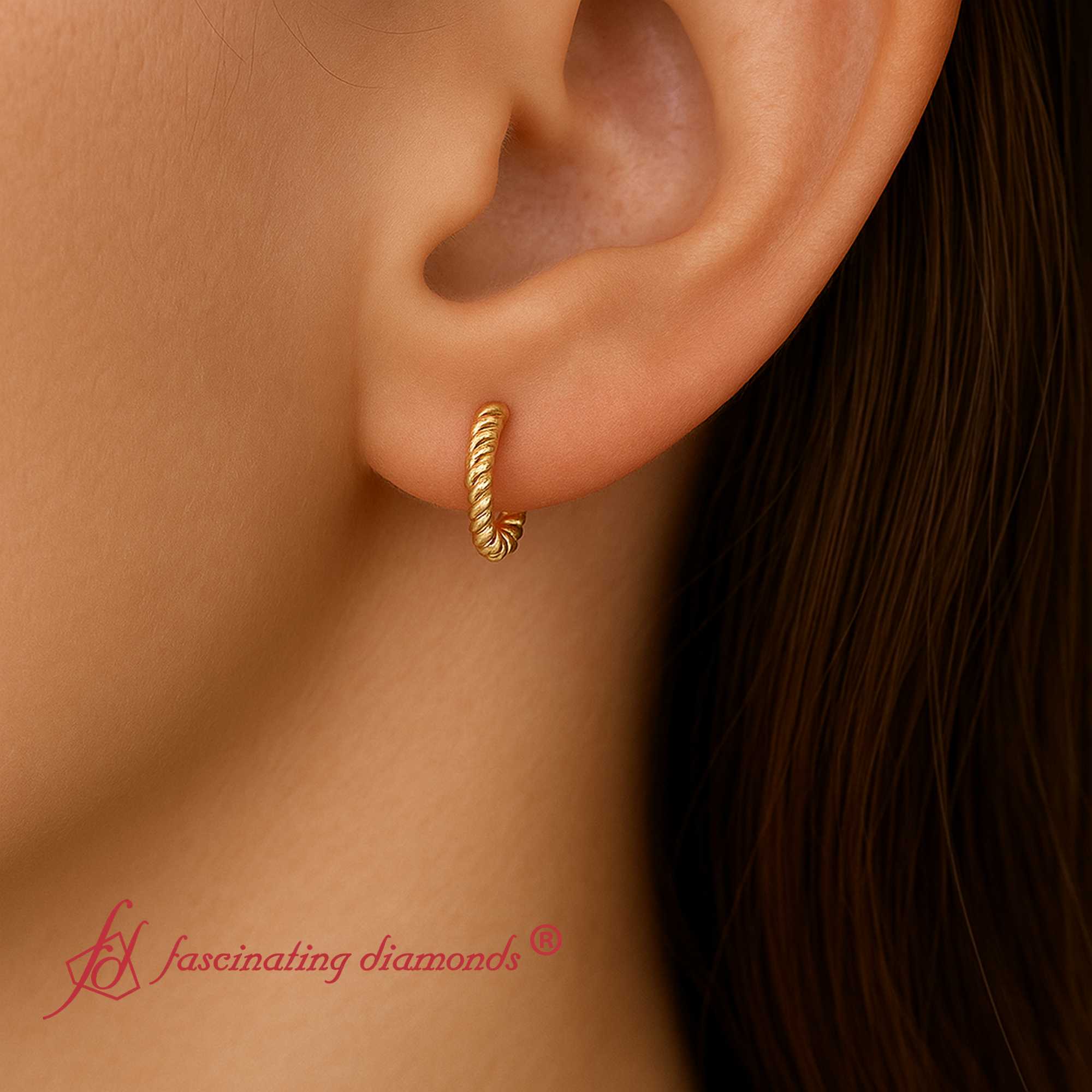 Beaded Huggie Earrings with 14K Yellow Gold undefined