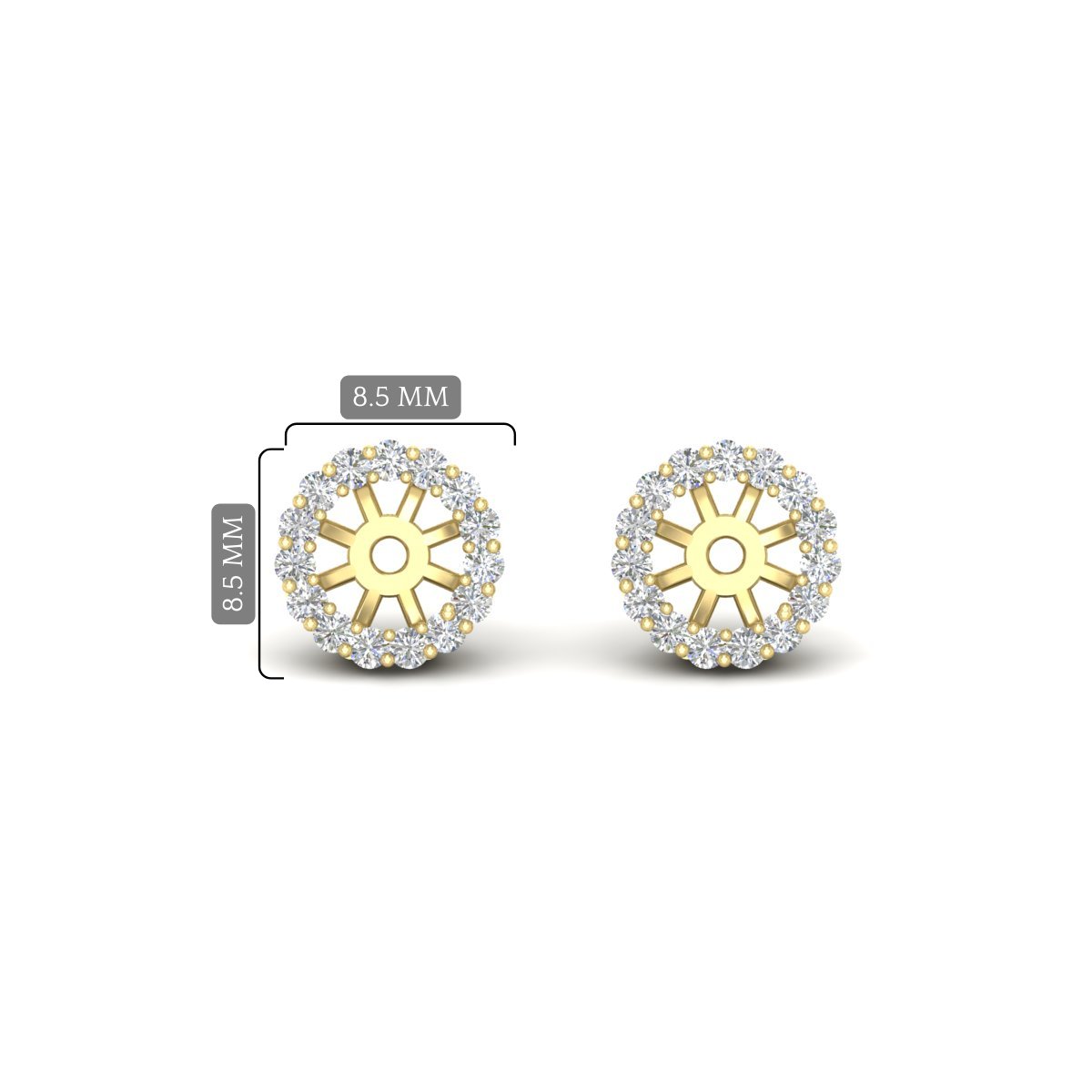 Halo Earring Jacket For 1 Carat Studs with 14K Yellow Gold White Diamond
