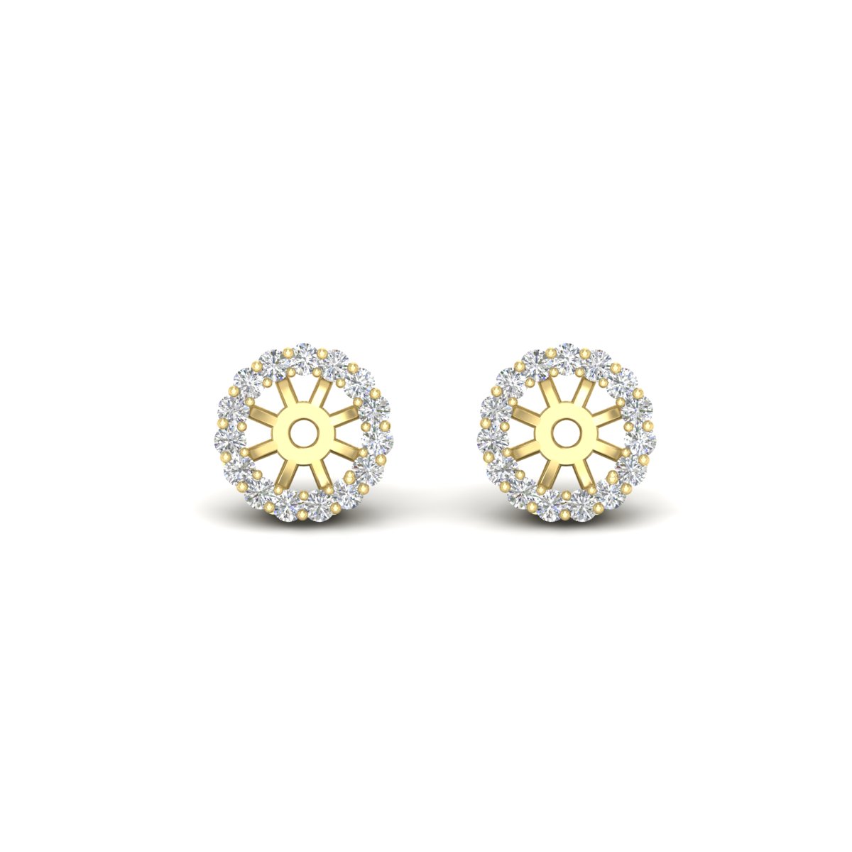 Halo Earring Jacket For 1 Carat Studs with 14K Yellow Gold White Diamond