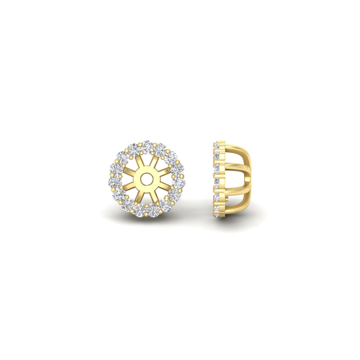 Halo Earring Jacket For 1 Carat Studs with 14K Yellow Gold White Diamond