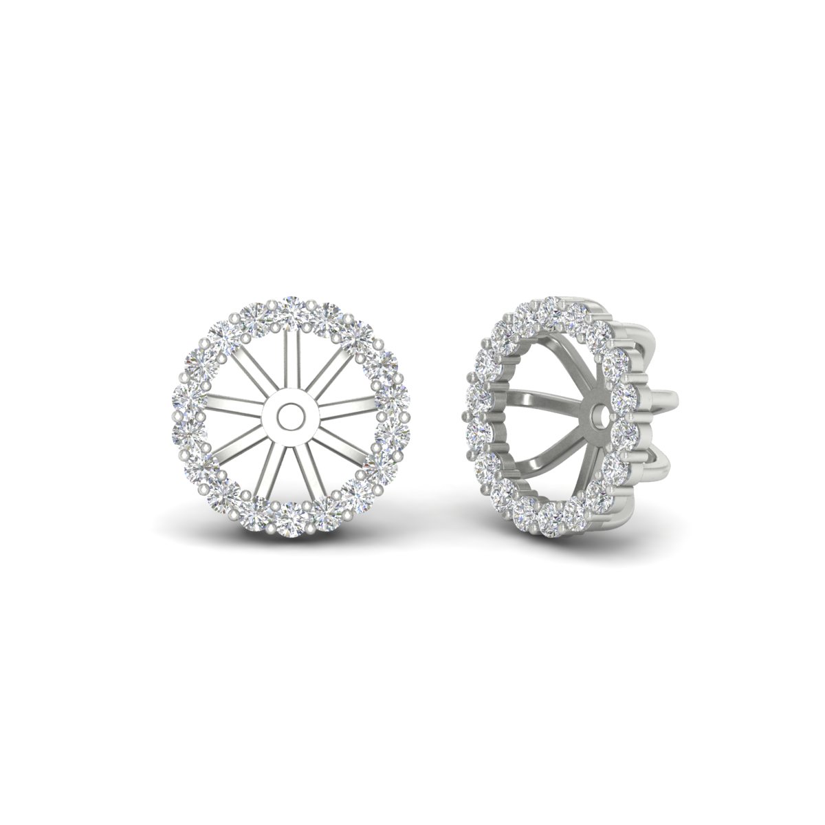 Removable Halo Diamond Jacket For 4 Carat Studs with 14K White Gold White Diamond
