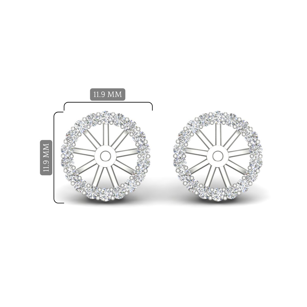 Removable Halo Diamond Jacket For 4 Carat Studs with 14K White Gold White Diamond