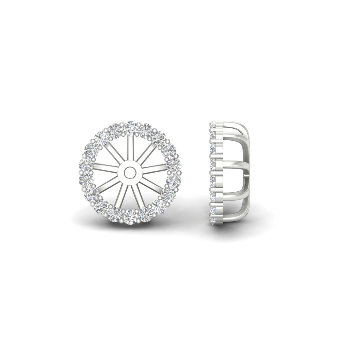 Removable Halo Diamond Jacket For 4 Carat Studs with 14K White Gold White Diamond