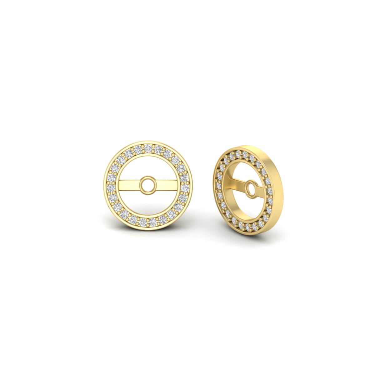 Halo Stud Jackets for Round Cut Earring with 14K Yellow Gold White Diamond