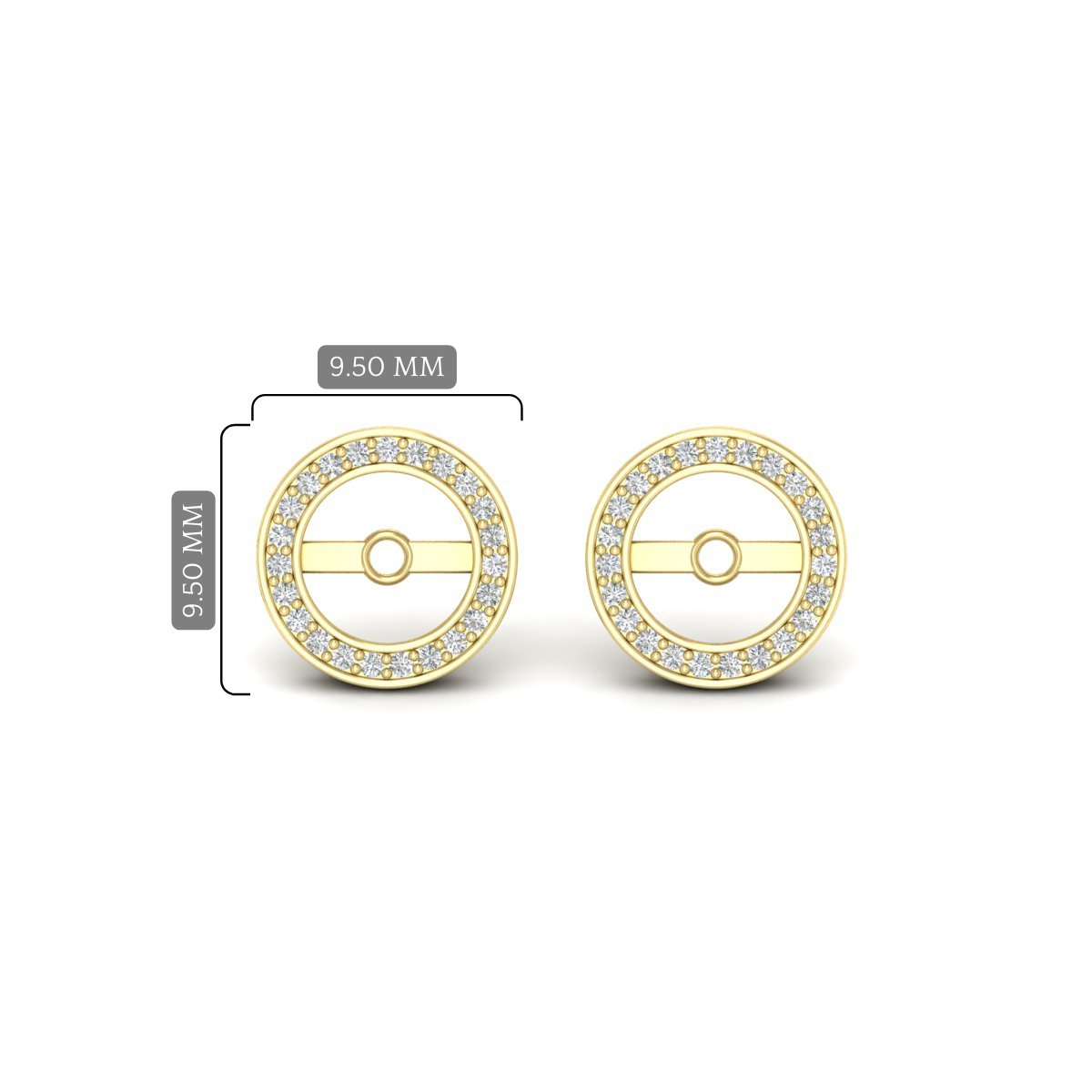 Halo Stud Jackets for Round Cut Earring with 14K Yellow Gold White Diamond