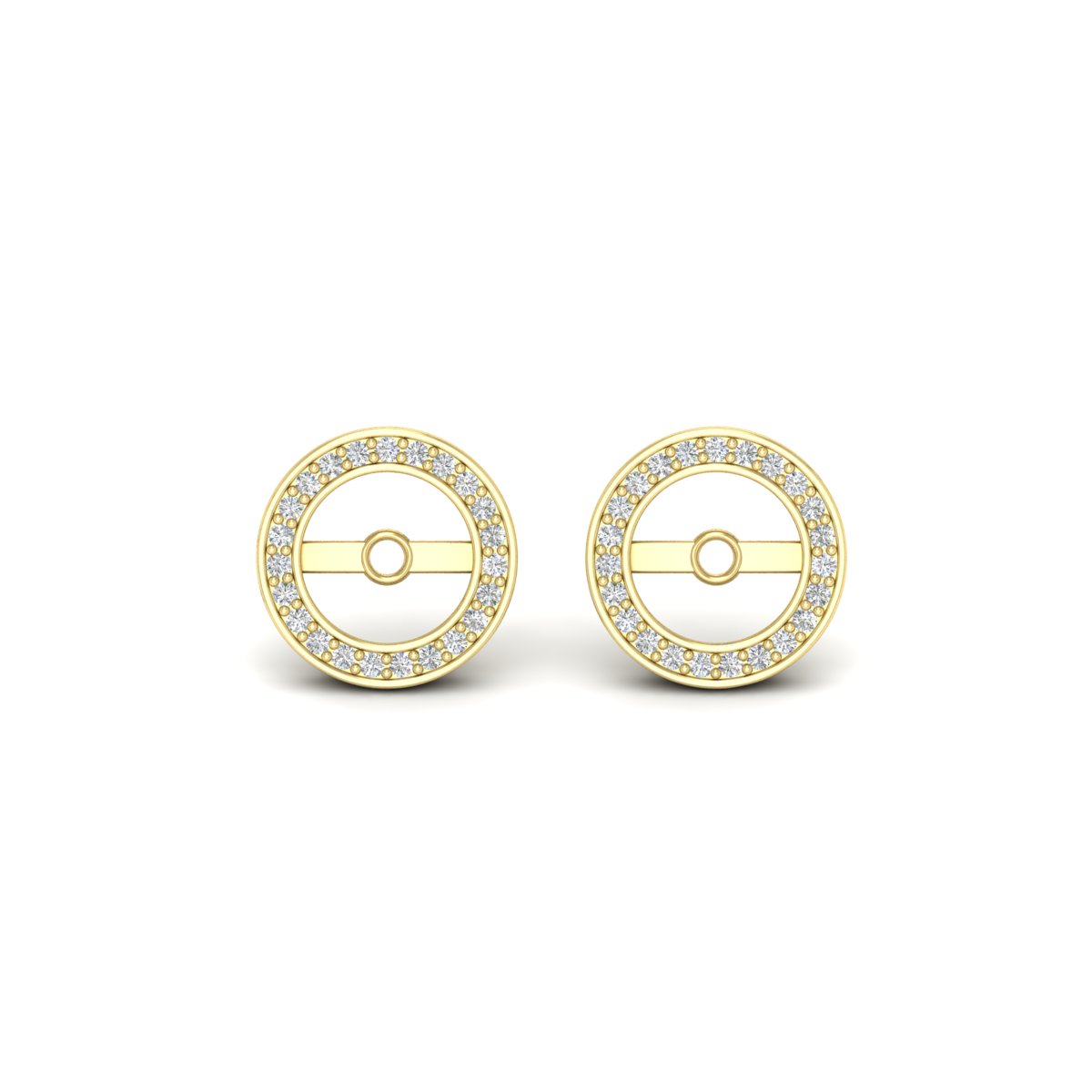 Halo Stud Jackets for Round Cut Earring with 14K Yellow Gold White Diamond