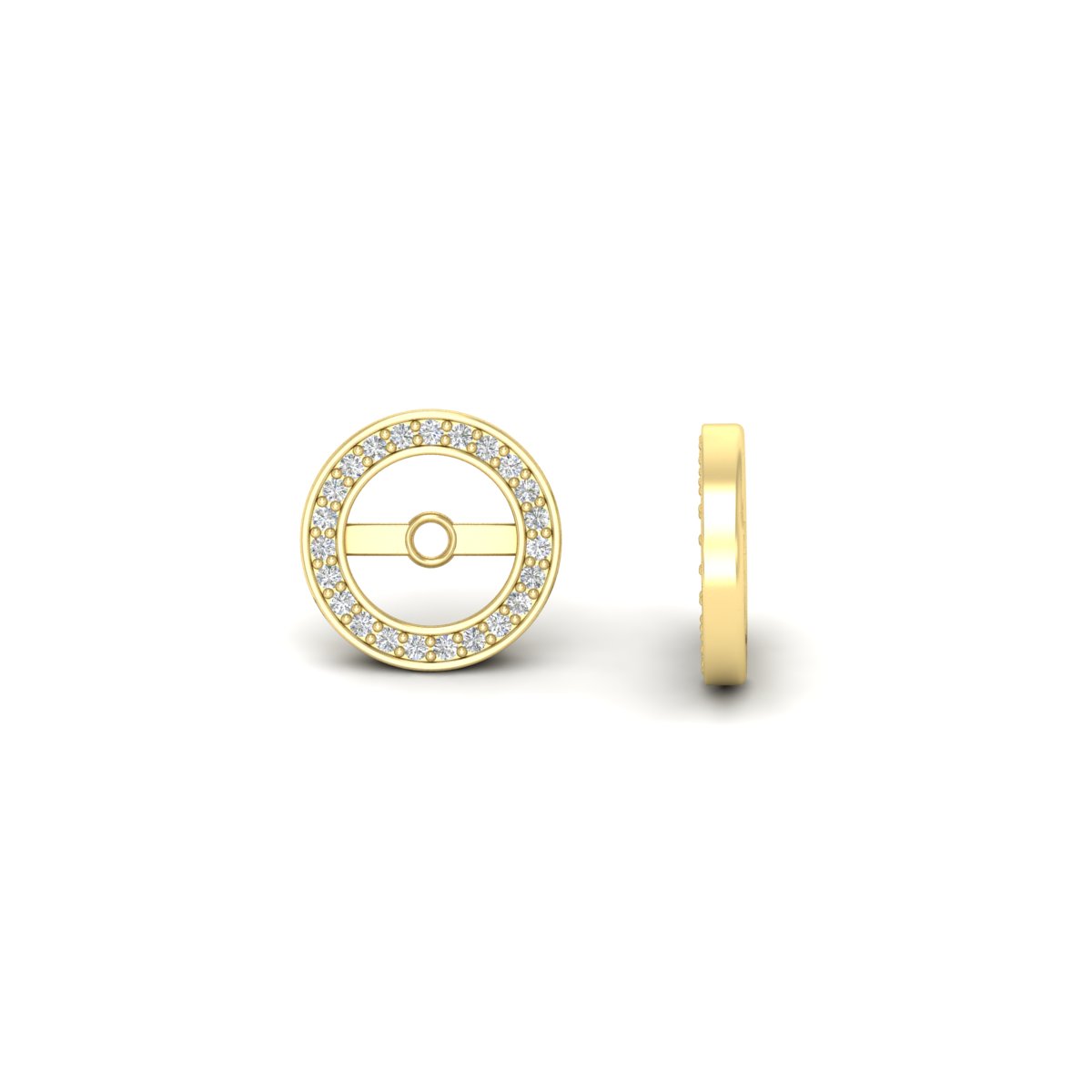 Halo Stud Jackets for Round Cut Earring with 14K Yellow Gold White Diamond