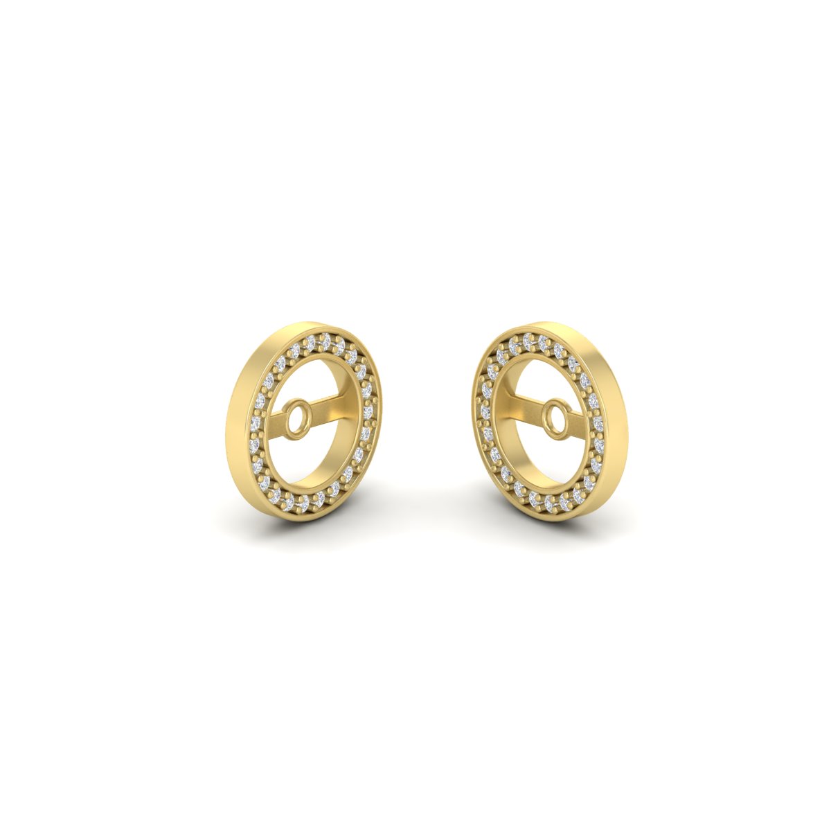 Halo Stud Jackets for Round Cut Earring with 14K Yellow Gold White Diamond