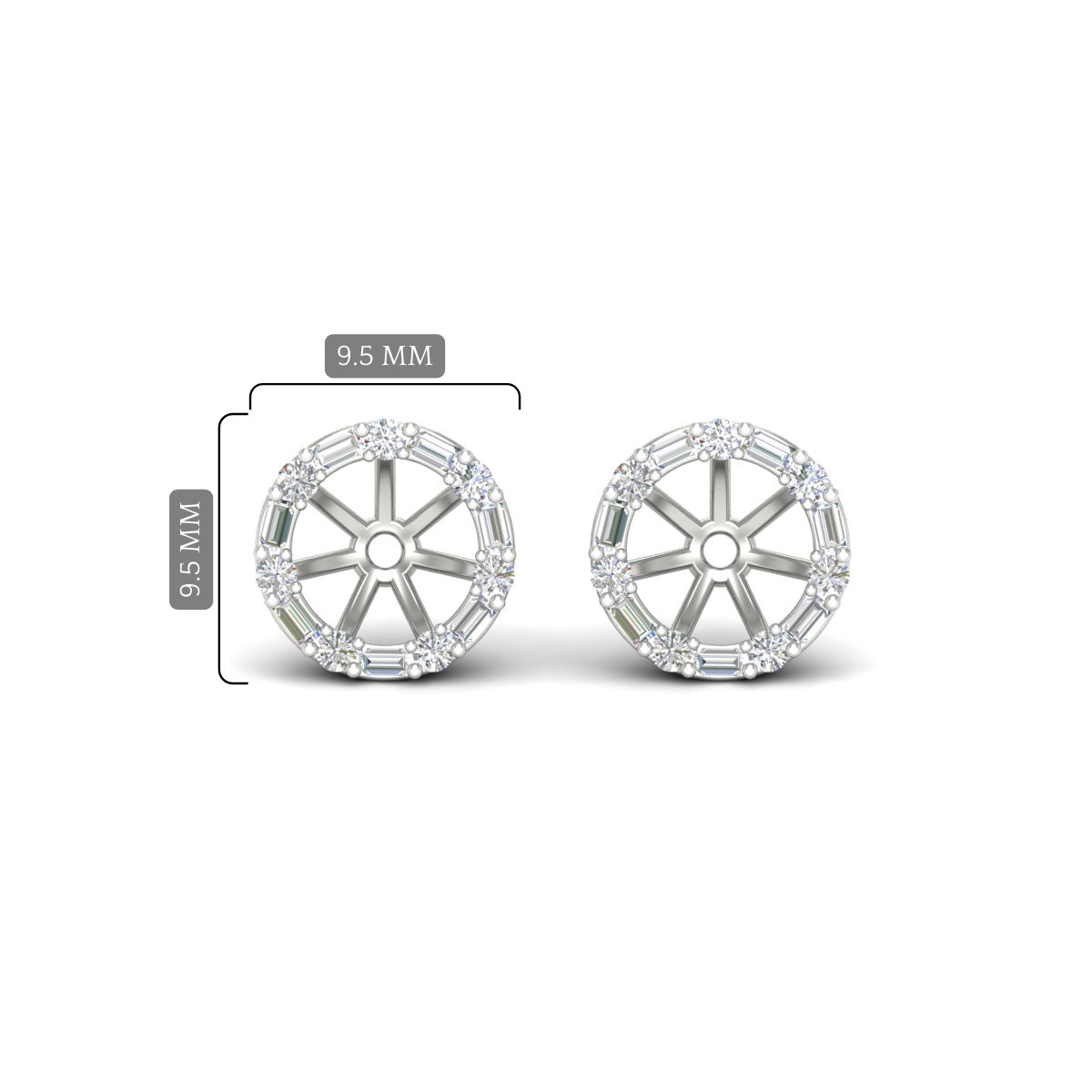 Detachable Round And Baguette Diamond Halo Jacket with 14K White Gold White Diamond