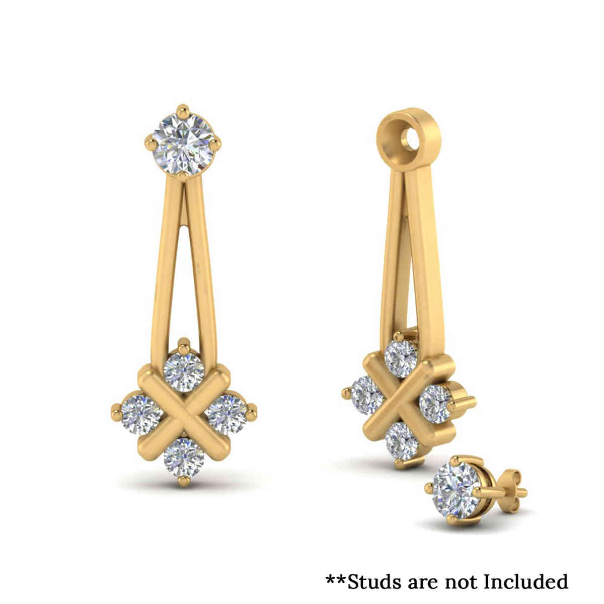 Dangle Earring Jackets with 14K Yellow Gold White Diamond