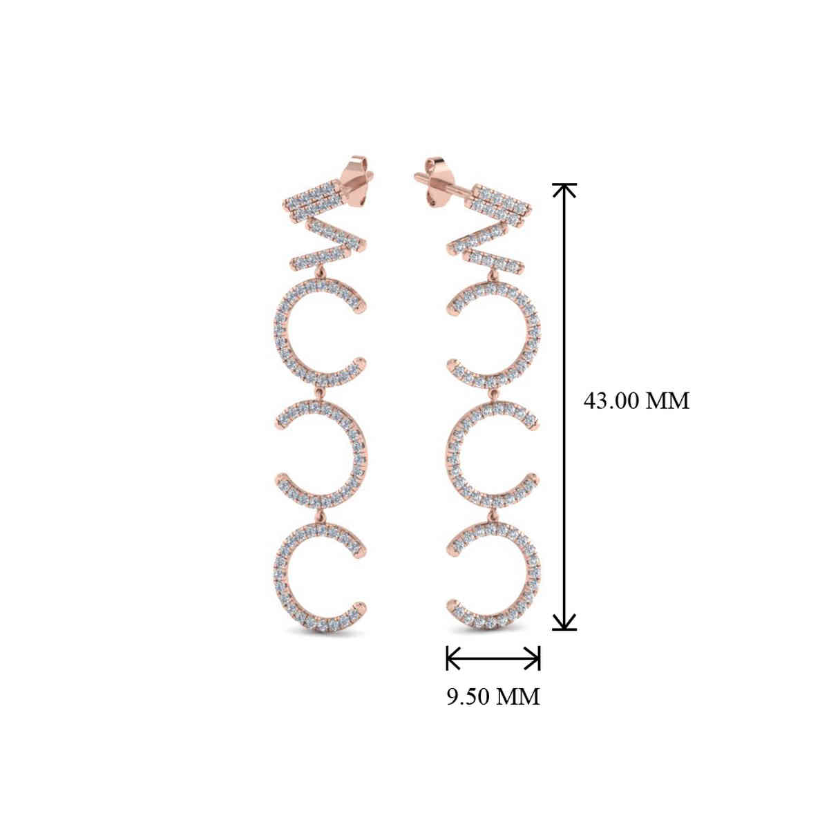 Cascade Earring For Women with 14K Rose Gold White Diamond