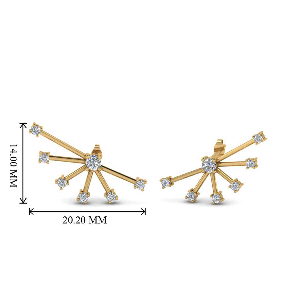 Perfect Ear Cuff Stud Earring with 14K Yellow Gold White Diamond