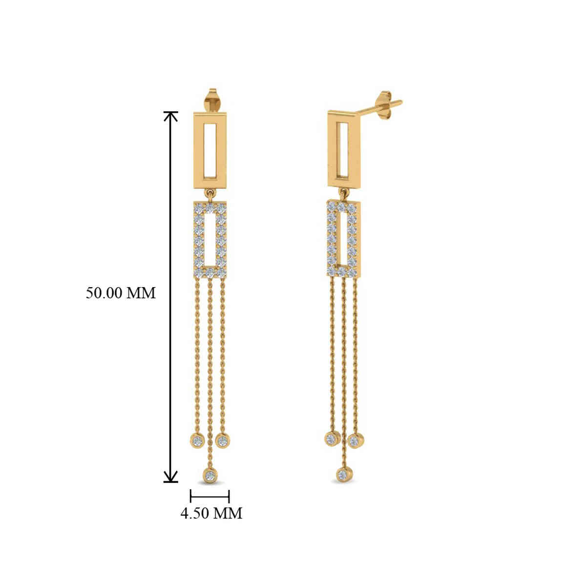 Cascade Chain Drop Earring with 14K Yellow Gold White Diamond