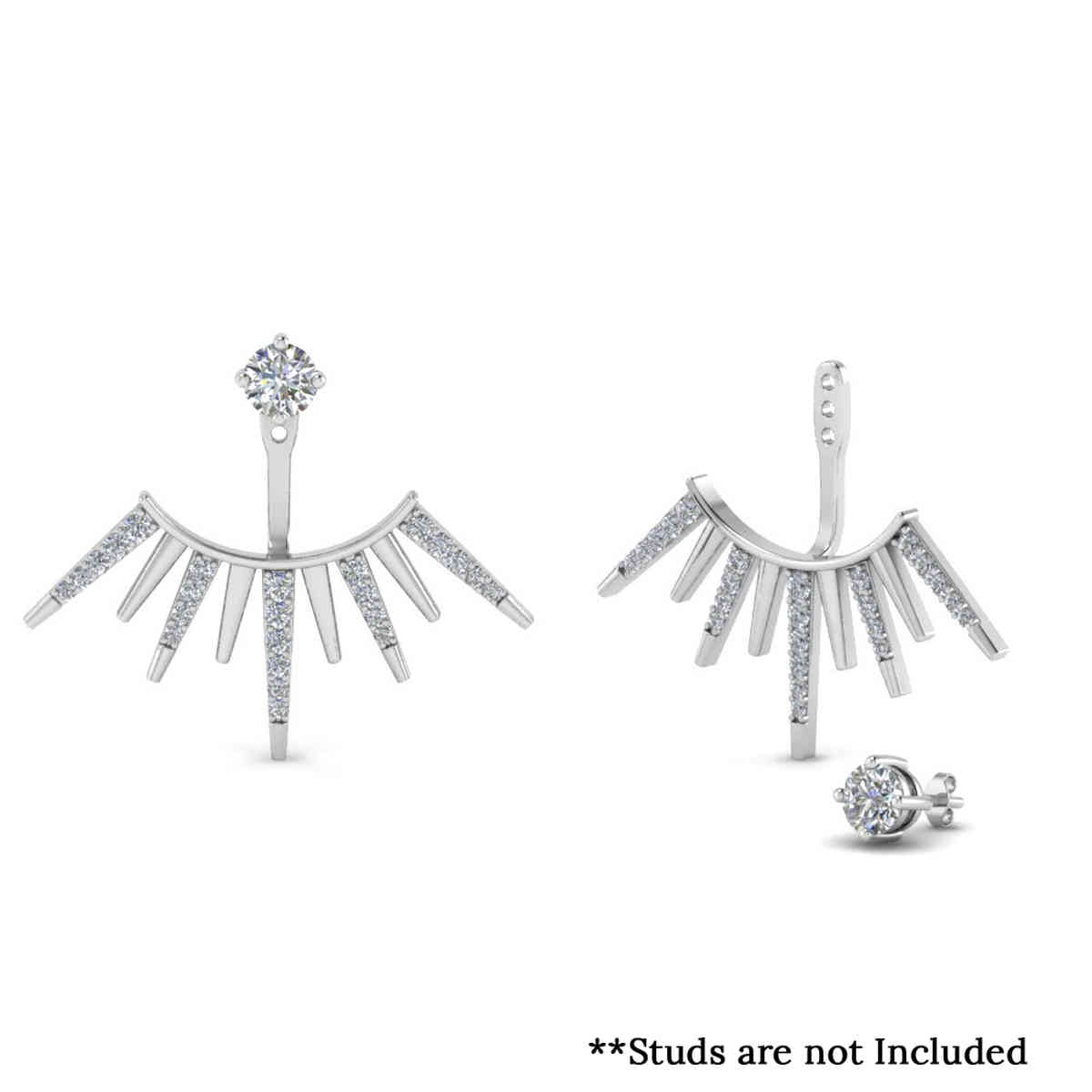Arrow Diamond Earring Jacket with 14K White Gold White Diamond