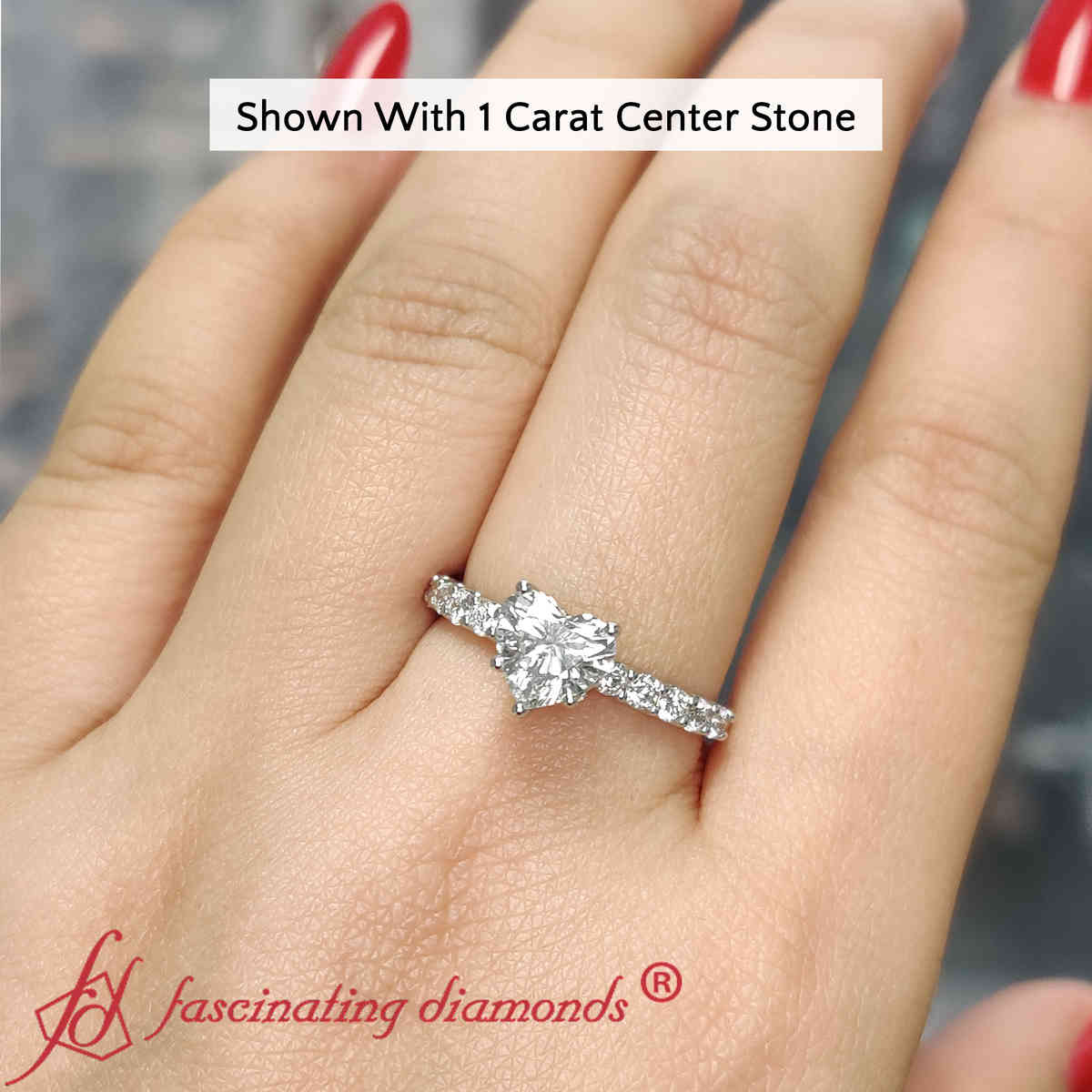 Classic Heart Shaped Lab Diamond Engagement Ring with 14K White Gold White Diamond