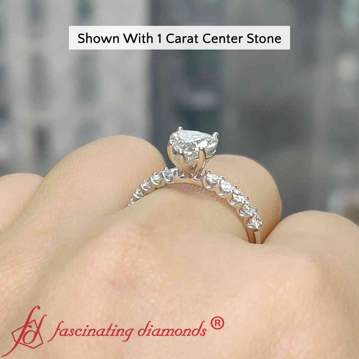 Classic Heart Shaped Lab Diamond Engagement Ring with 14K White Gold White Diamond