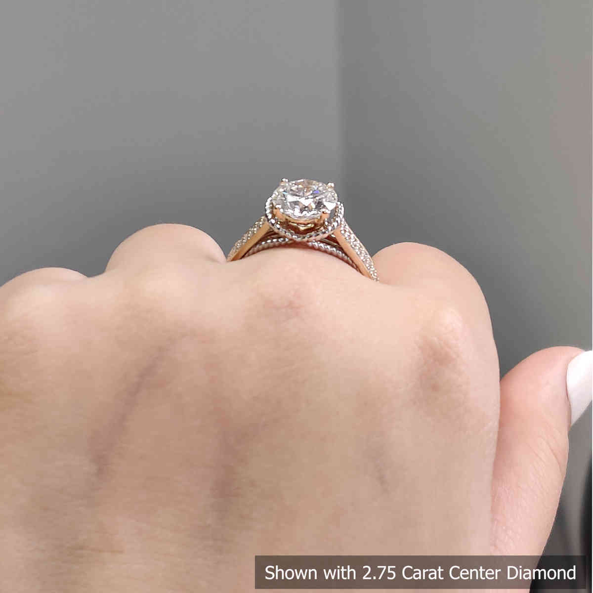 2.75 Carat Round Cut Lab Multi Row 2 Tone Ring with 14K Yellow Gold White Diamond