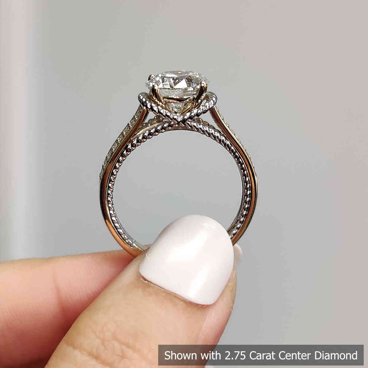 2.75 Carat Round Cut Lab Multi Row 2 Tone Ring with 14K Yellow Gold White Diamond