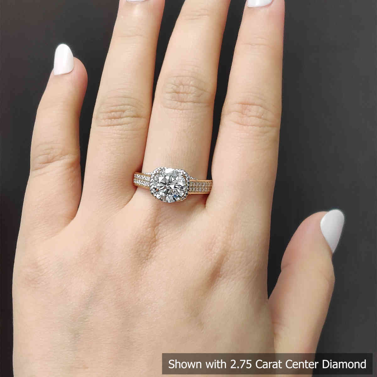 2.75 Carat Round Cut Lab Multi Row 2 Tone Ring with 14K Yellow Gold White Diamond