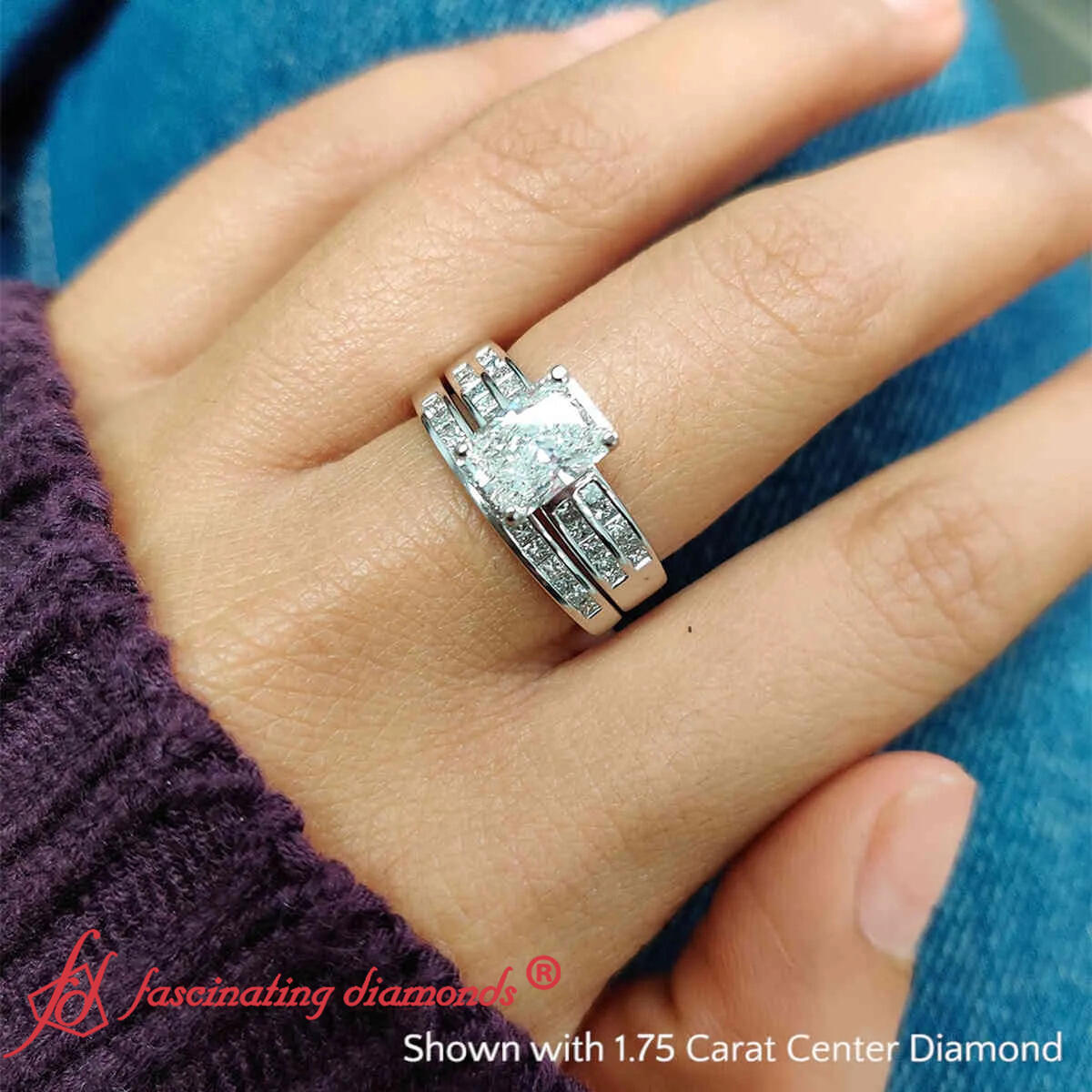 2.25 Carat Radiant Cut Big Wedding Ring with 14K White Gold White Diamond
