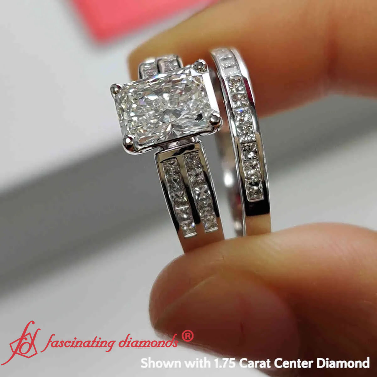 2.25 Carat Radiant Cut Big Wedding Ring with 14K White Gold White Diamond