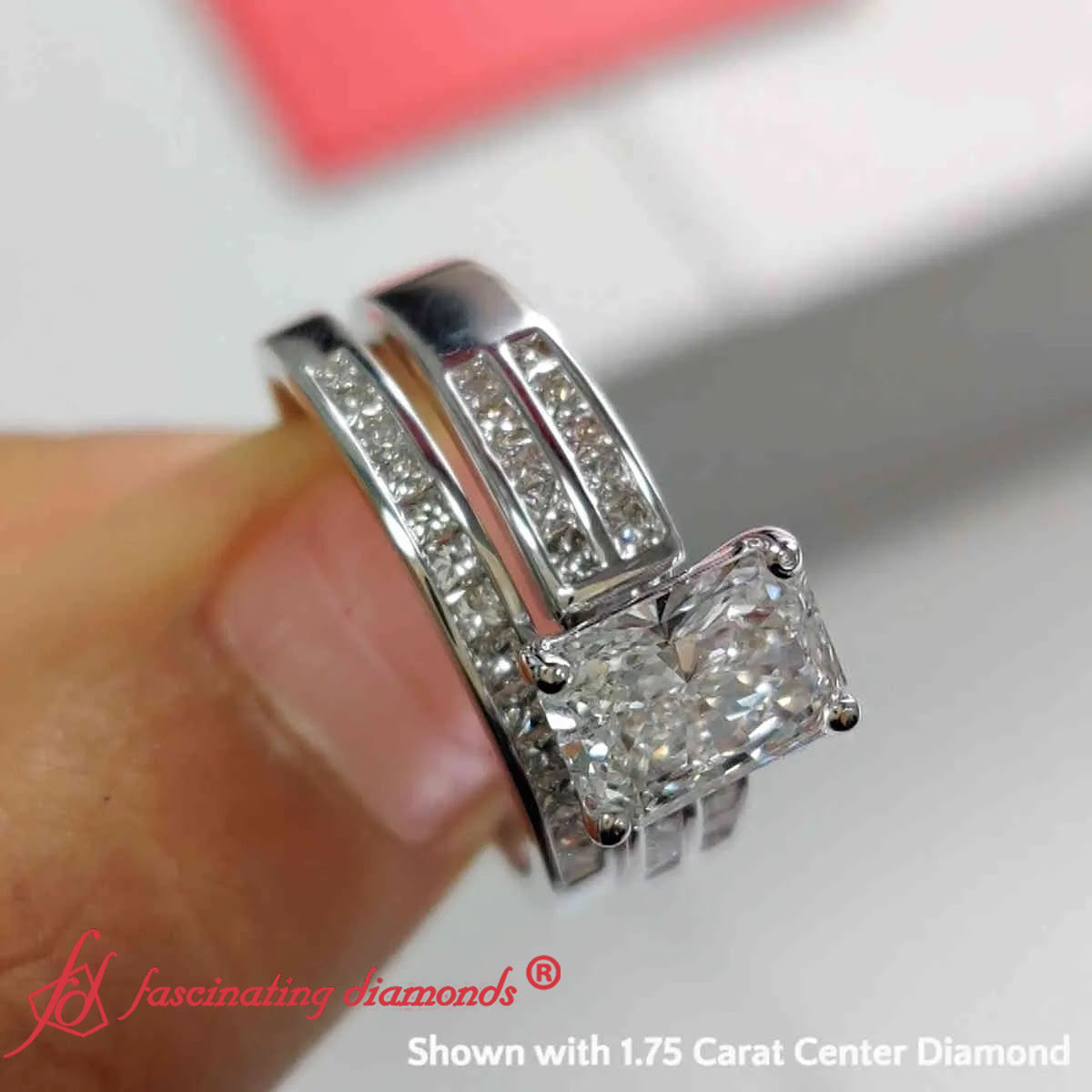 2.25 Carat Radiant Cut Big Wedding Ring with 14K White Gold White Diamond