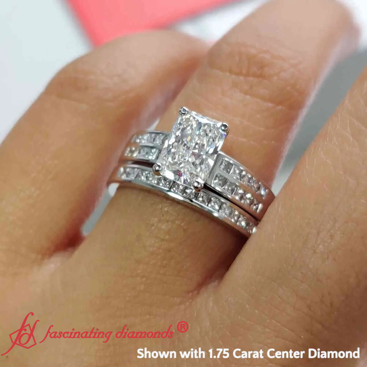 2.25 Carat Radiant Cut Big Wedding Ring with 14K White Gold White Diamond